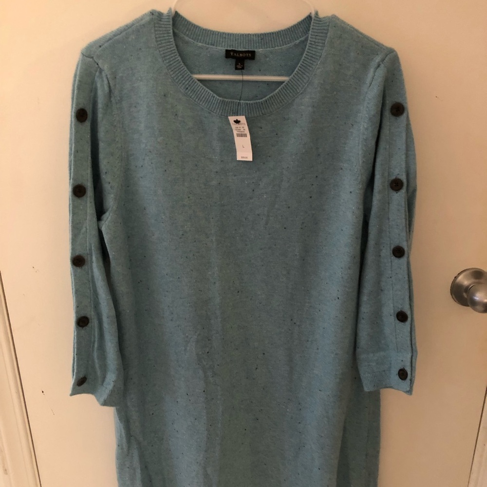 Talbots Blue Sweater Dress Size Large New
